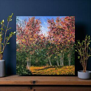 On A Perfect Fall Day Original Acrylic Painting On Canvas 12" x 12" Unframed Art